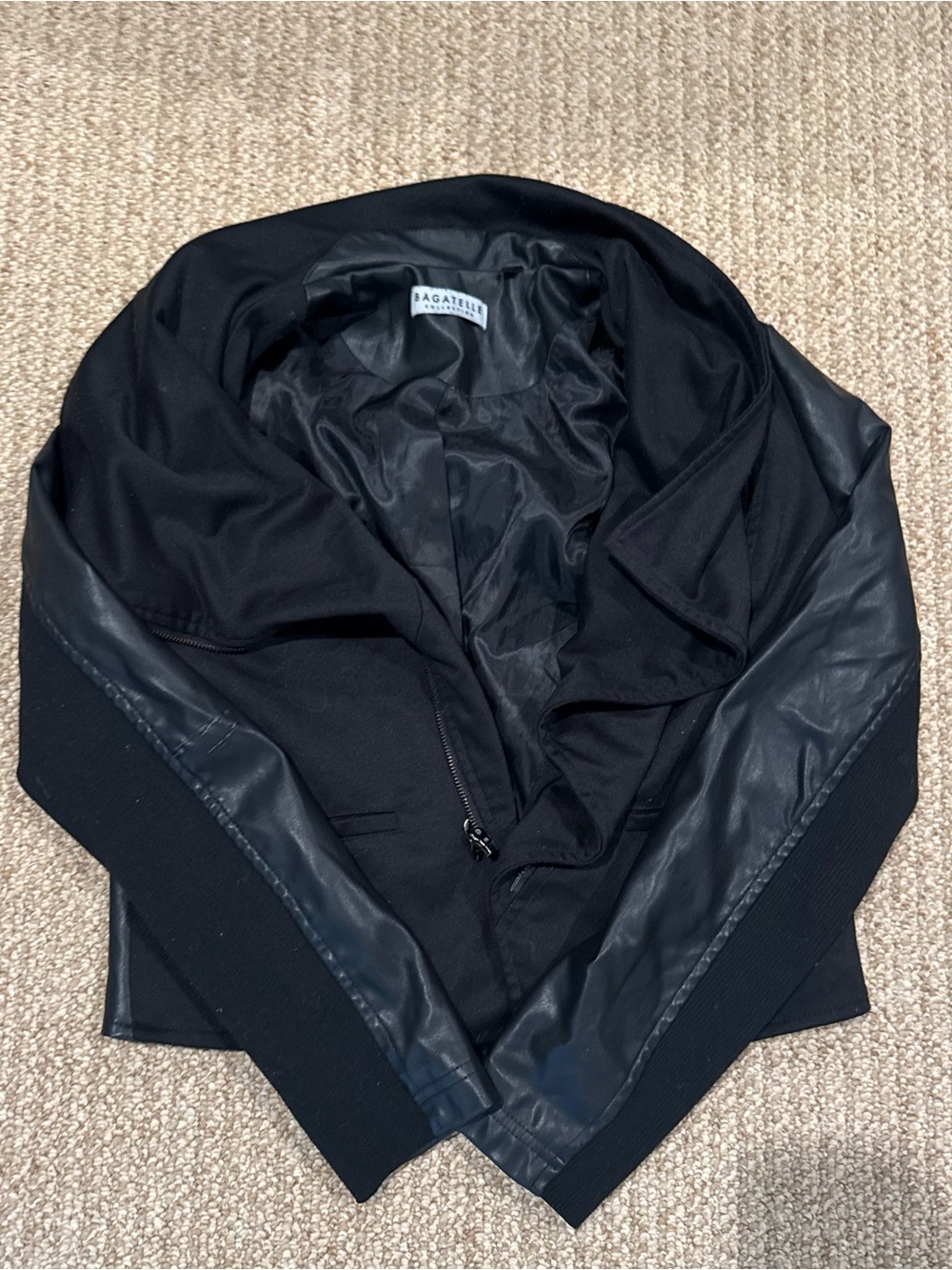 bagatelle Black Mixed-Material Bomber Jacket